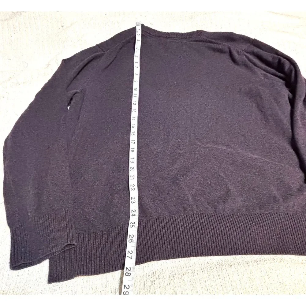 Eddie Bauer Cotton Cashmere V-Neck Sweater Men's XL Gray Blue Soft Luxury Blend